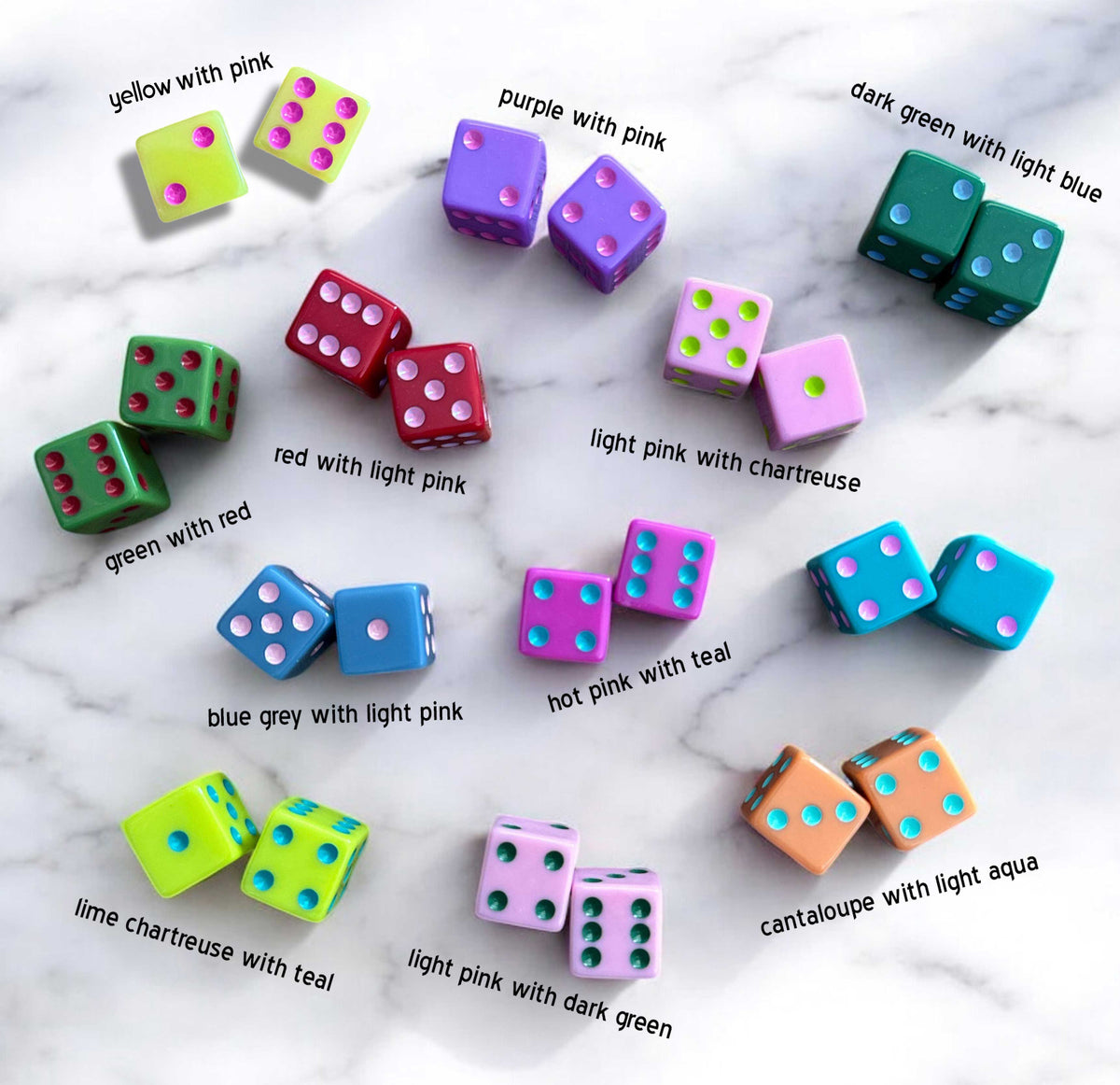 Dice (set of 2): Dark Green with Light Blue