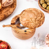Olive Wood Salt Cellar with Scoop & Magnetic Lid – Handmade
