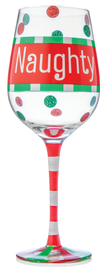 Holiday "Naught" Wine Glass - Christmas