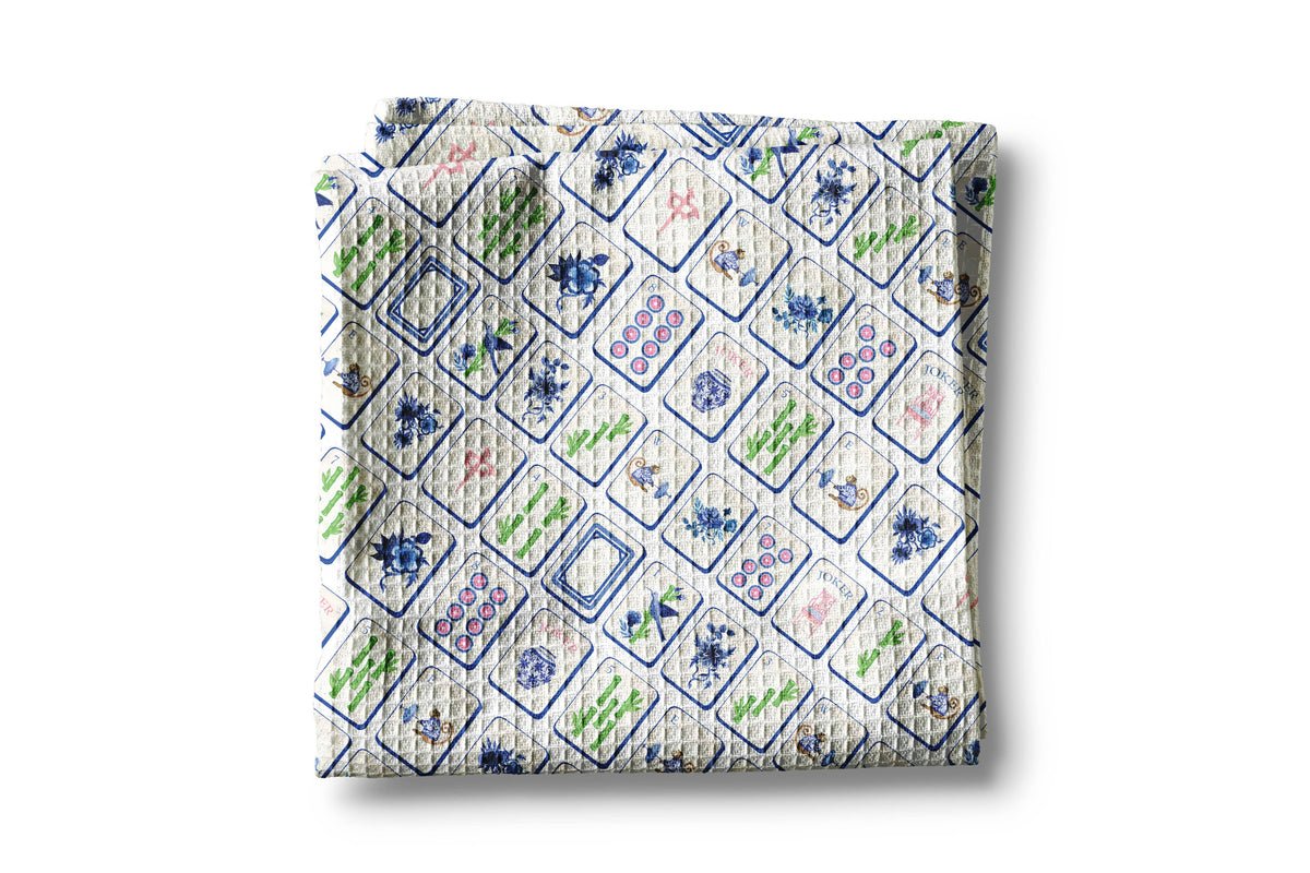 Mahjong Kitchen Towel Mah jongg Tile Game Decor Hostess Gift