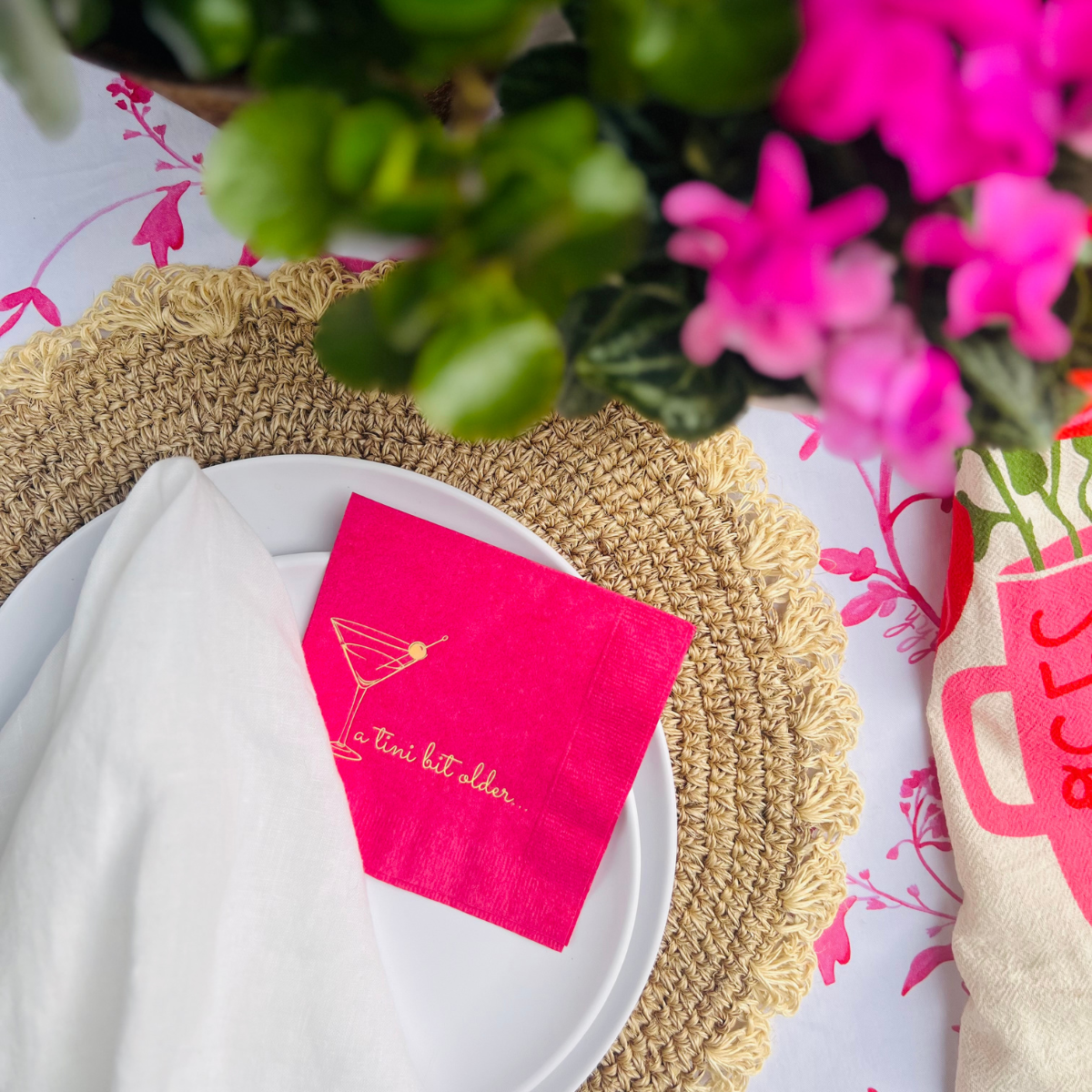 A Tini Bit Older Birthday Cocktail Paper Napkin, Pink