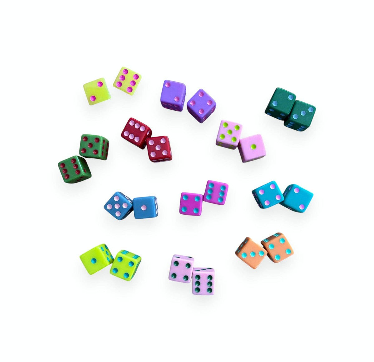 Dice (set of 2): Hot Pink with Teal