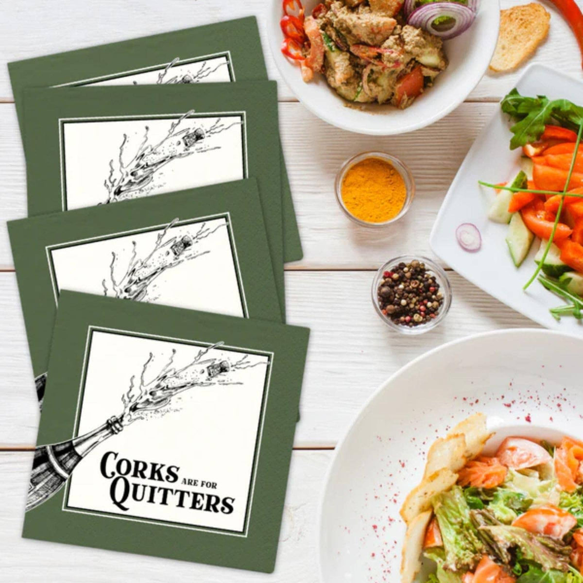 Twisted Wares Funny Napkins 20 Pack (CORKS are for QUITTERS)