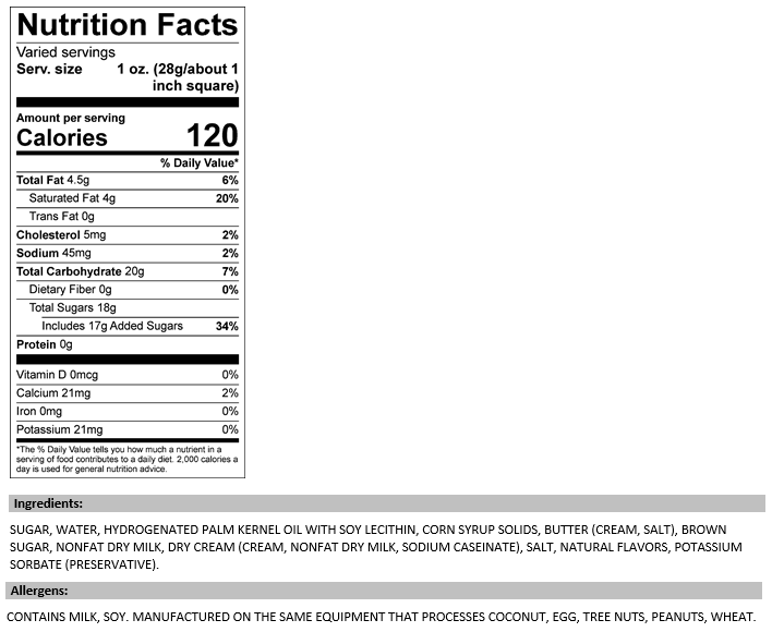 Vanilla 1/2 lb. Fudge Bar