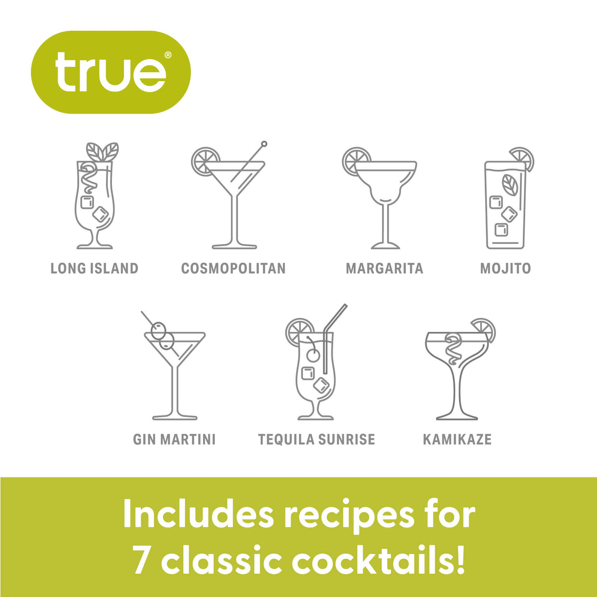 7-Cocktail Recipe Stainless Steel & Glass Shaker - 13.5 oz