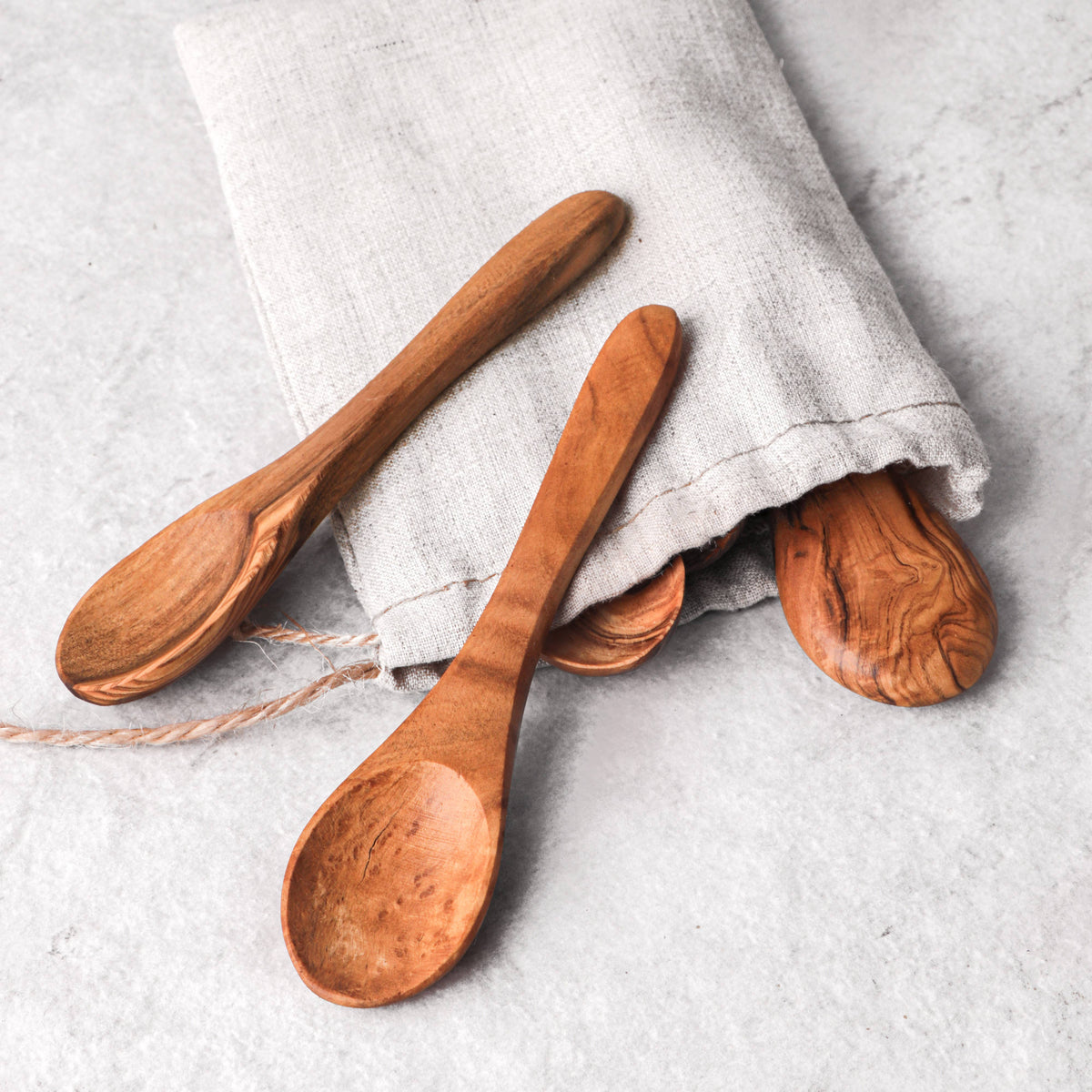 Mini Olive Wood Spoons – Handmade Spice Spoon