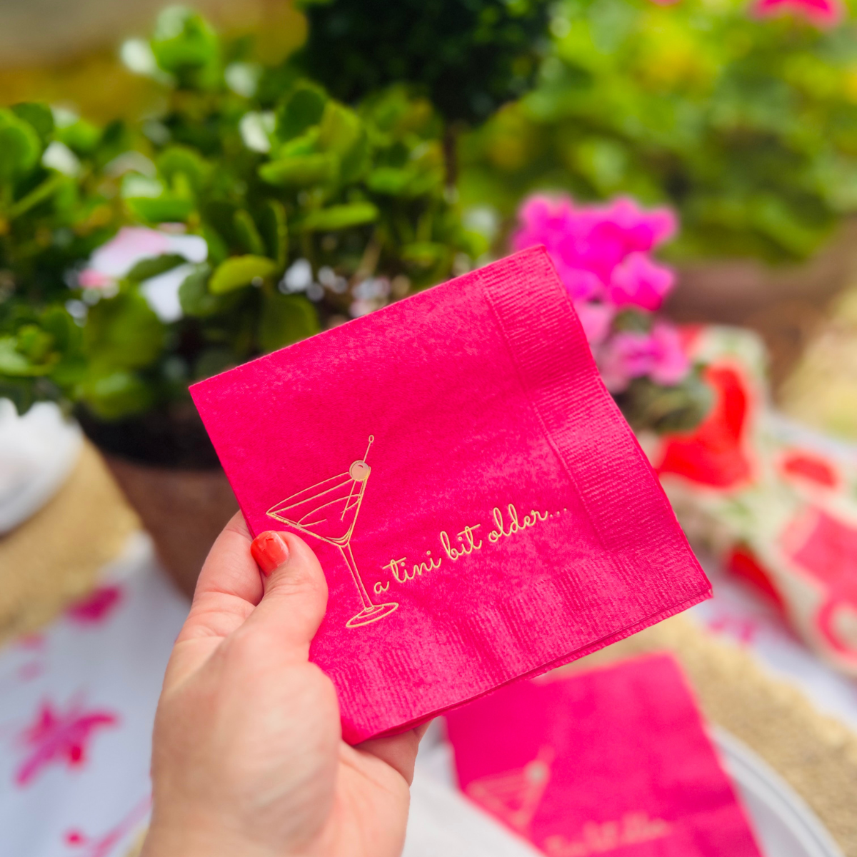 A Tini Bit Older Birthday Cocktail Paper Napkin, Pink