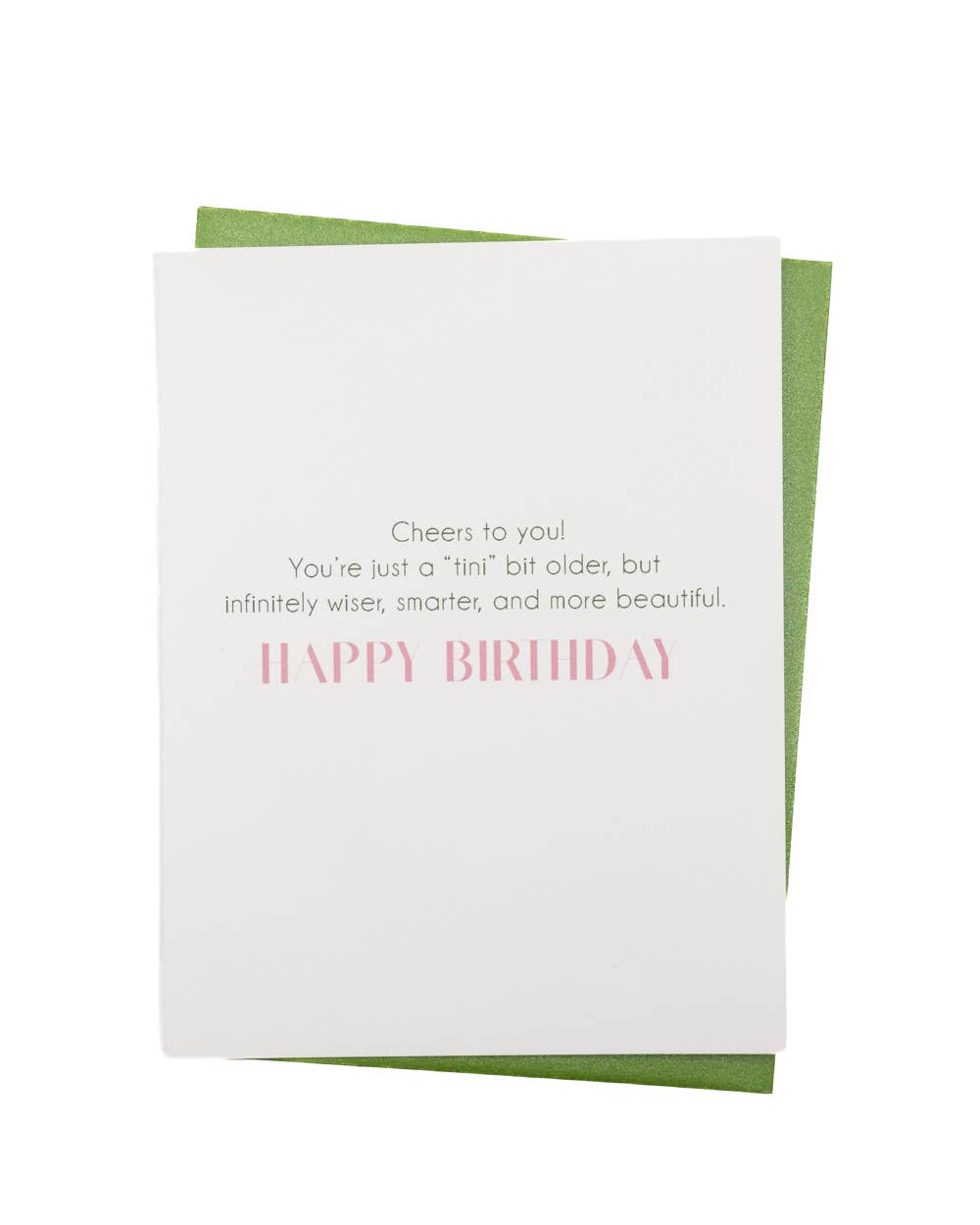 Tini Bit Older Olive Martini Birthday Card - Rhinestones
