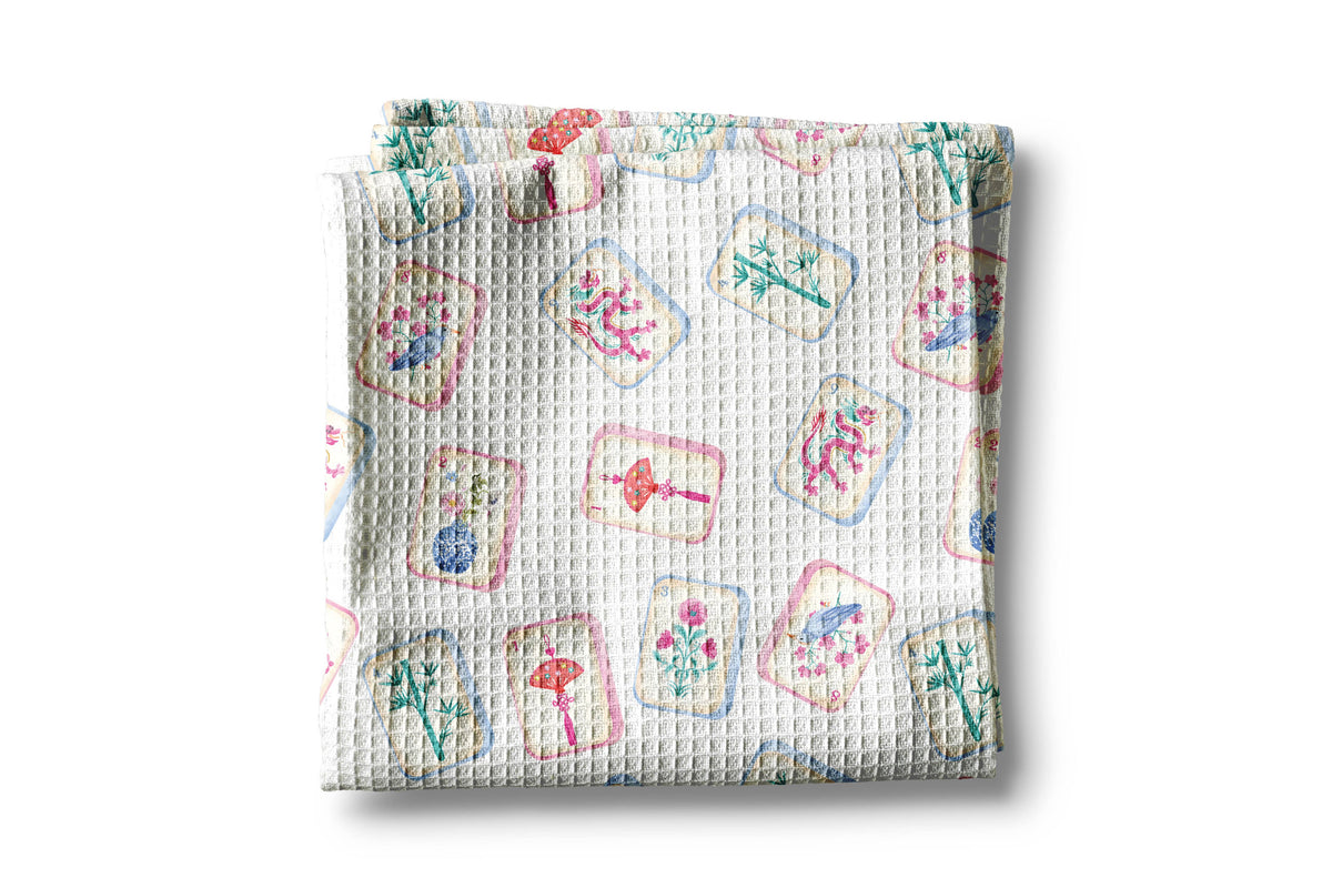 Mahjong Kitchen Towel Mah jongg Tile Game Decor Hostess Gift