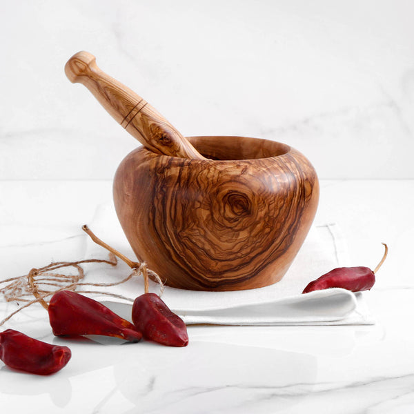 Handmade Olive Wood Mortar & Pestle