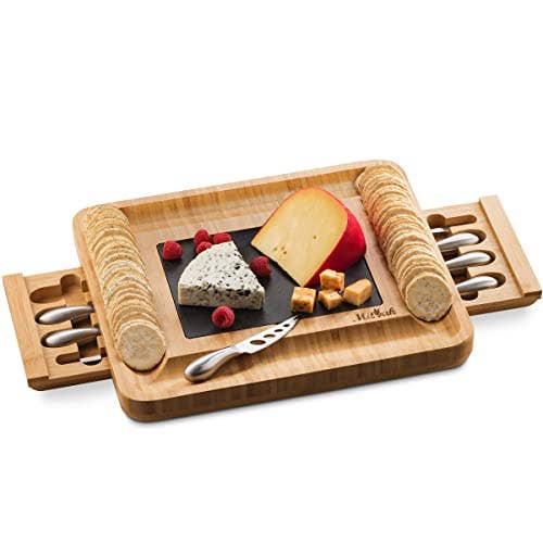 Bamboo Charcuterie Board with Cheese Tools & Platter