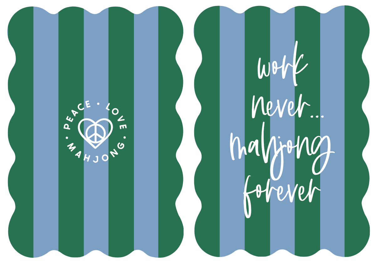 Stripes Mahjong Tile Shufflers (Set of 2): Dark Green & Blue Stripes - work never... mahjong forever
